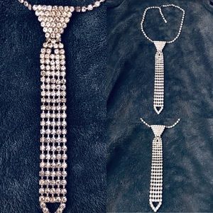 Rhinestone tie drop necklace OBO